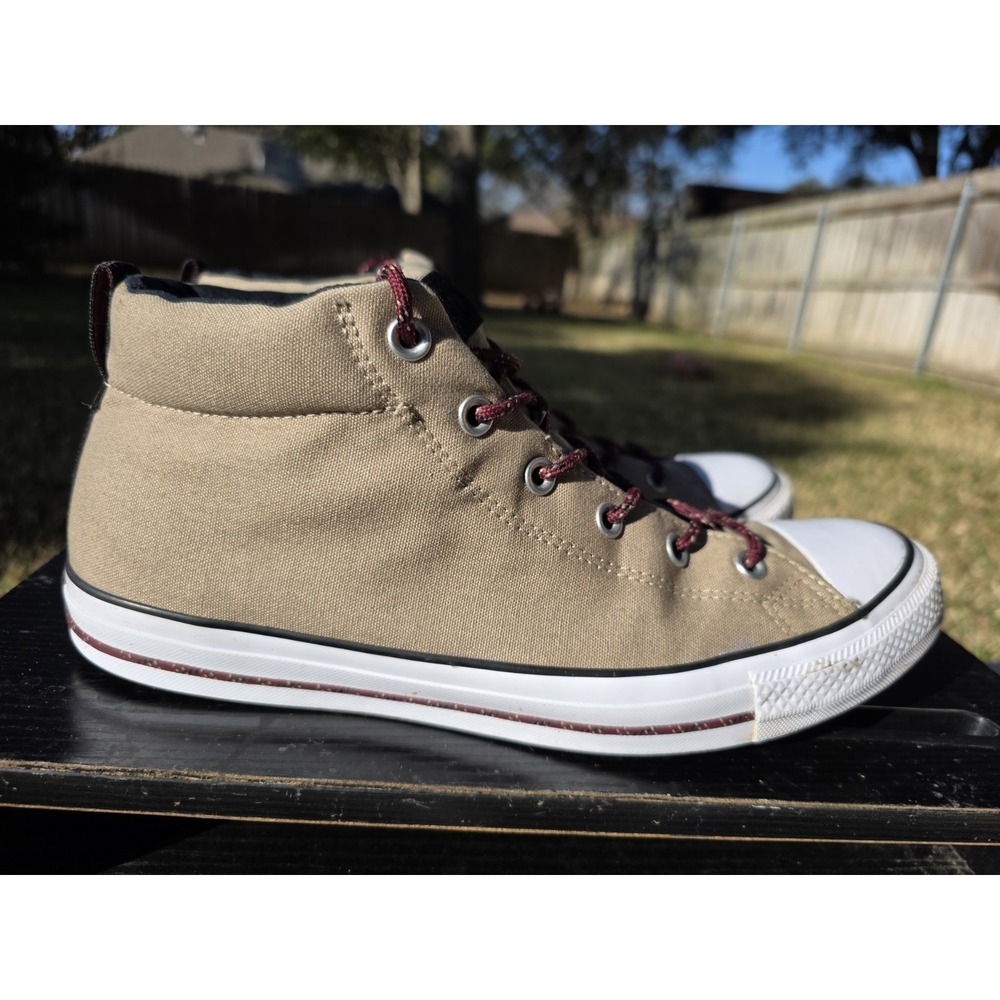 Mens 12 Converse Chuck Taylor All Star Street Mid Khaki Tan White Shoes 162383F - Picture 3 of 12